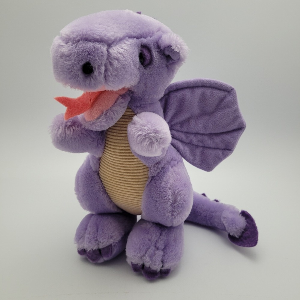 Vintage Dragon Plush Purple Dakin Brown Stomach Stuffed Animal 1983 Toy Doll
